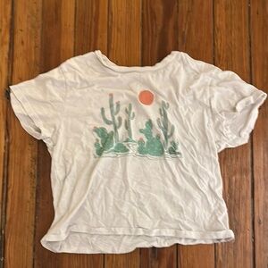 White T-Shirt with Cactus Print